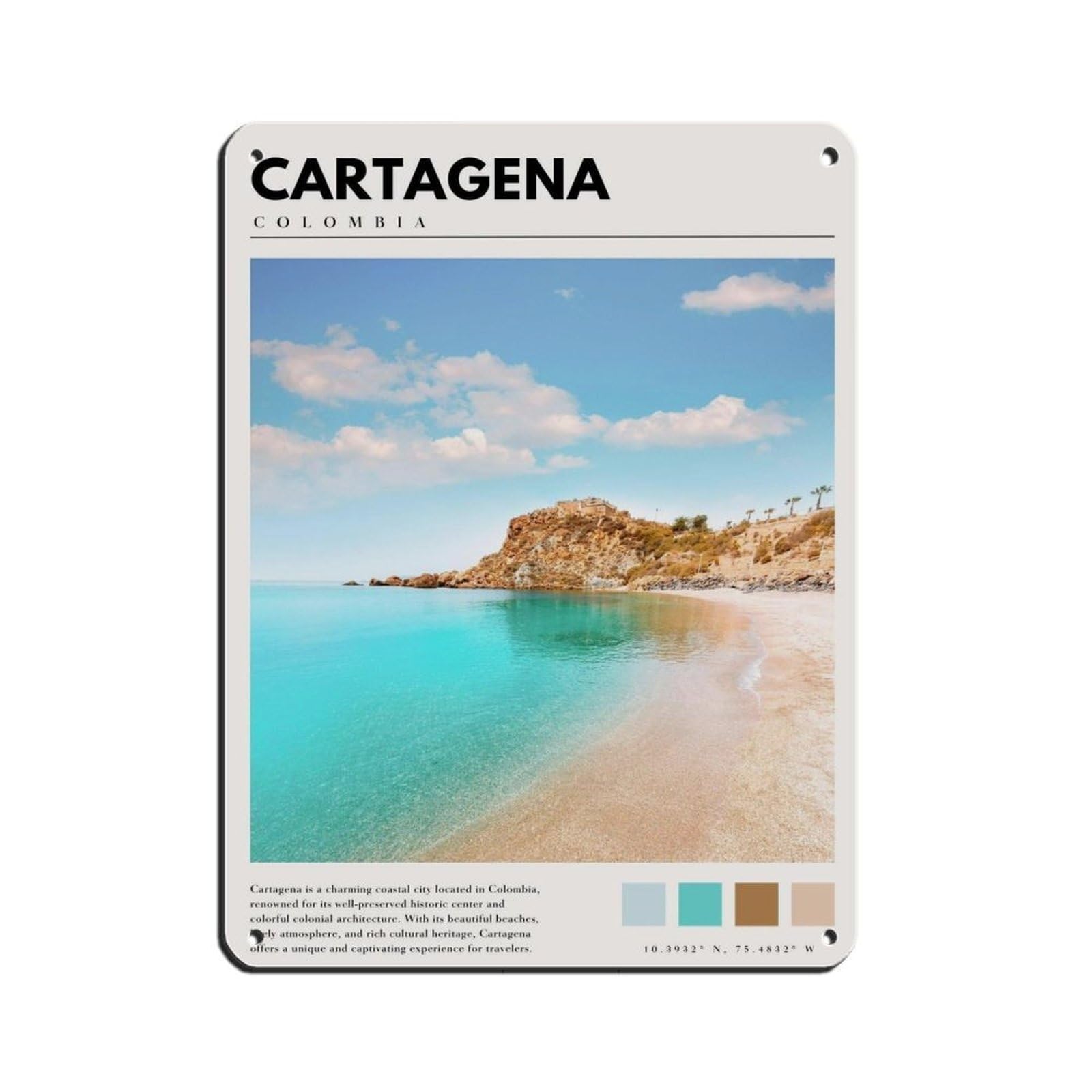 Cartagena Art Cartagena Photography Poster Tin Sign Vintage Metal Pub Club Cafe Bar Home Wall Art Decoration Poster Retro 12x16inch(30x40cm)