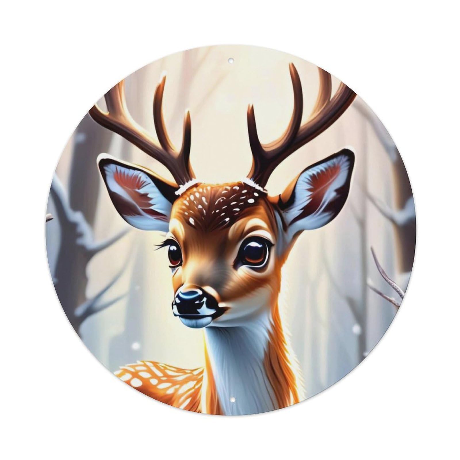 Animal Deer in The Snowy Weather Artwork Metal Tin Sign