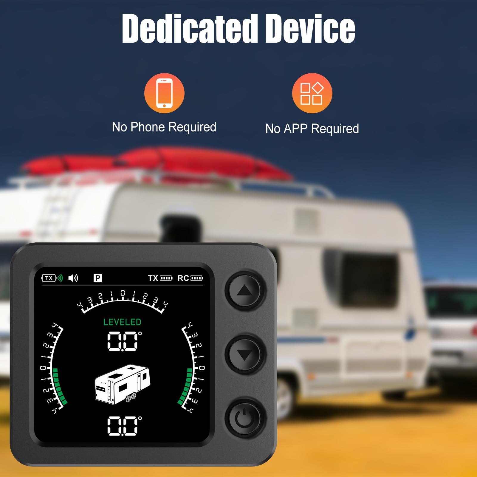 Livella Digitale Bluetooth per Camper e Roulotte, Indicatore di Livello Automatico Wireless con App Smartphone, Accessori Campeggio (AM350-Mini)