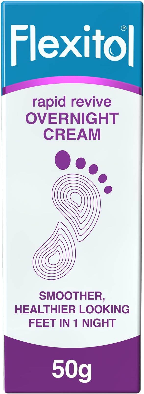 Flexitol Rapid Revive Overnight Foot Cream - 30 Percent Urea for Extremely Dry, Hard, Rough Skin on Feet - Results in 1 Night - Clinically Proven Foot Care - High Urea - Suitable for Diabetics. 50g