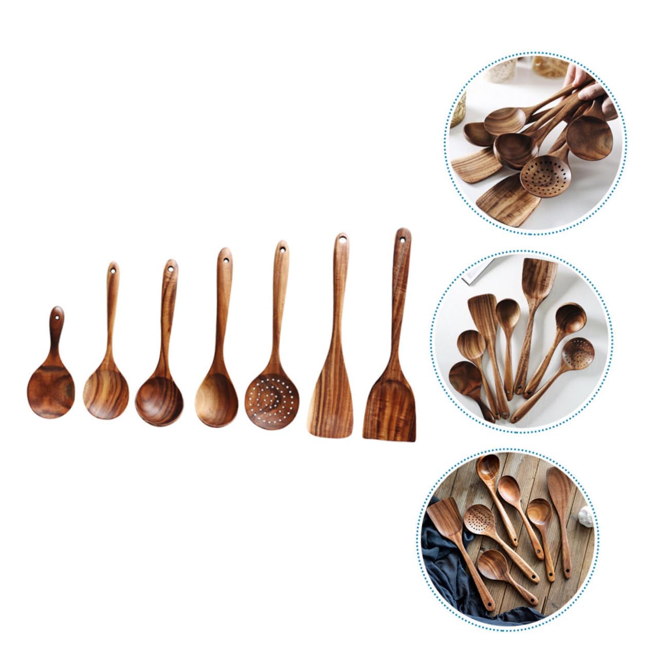 Veemoon Set di Cucchiai per Servire e Preparare Insalate per Cucina con Design Multifunzionale in Legno Elegante e Pratico