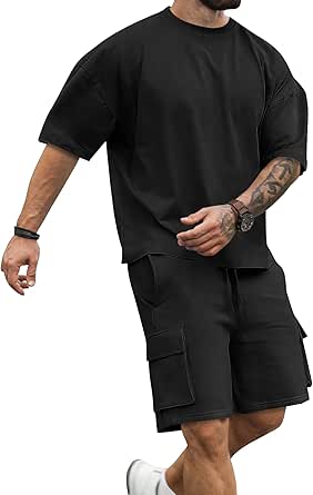 Amazon Men S Short Sets.Babioboa Men's Short Sets 2 Piece Outfits Short Sleeve Crewneck Summer ...