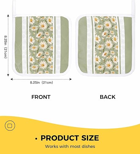 Miniatura 3 de 2 Packs Sage Green Flower Pot Holders Sets for Kitchen,Oven Pan Plate Bowl Pads Heat Proof Mat with Hanging Loop,Terry Cloth Potholders Soft Grip