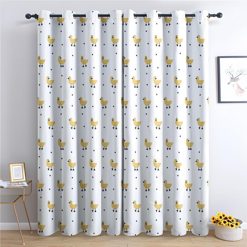 Tractor Curtains for Bedroom Living Room, Boys Cartoon Blackout Curtains 63 Inch Length 2 Panels Set, Thermal Insulated Grommet Drapes, Decorative Patterned Window Treatments