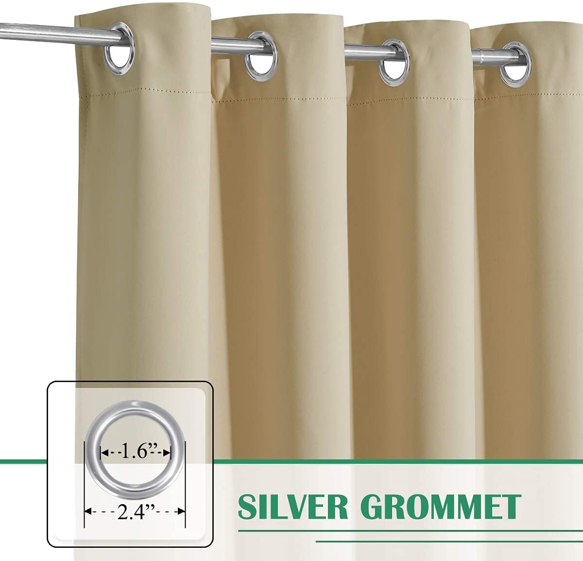 Extra breite, wasserdichte Vorhänge für den Außenbereich, für Terrasse, lichtbeständig, ideal für Schlafzimmer, Peras und Schiebetüren, Sonnenschutz