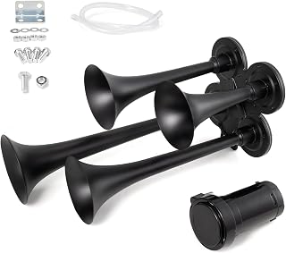 150dB Train Horns for Trucks 12V Truck Horn with Compressor Super Loud 4 Trumpet Air Horn for Car/Pickup/Van/SUV/Pickup