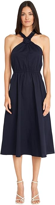 Maggy London Women's Halter Neck with Circle Trim Detail
