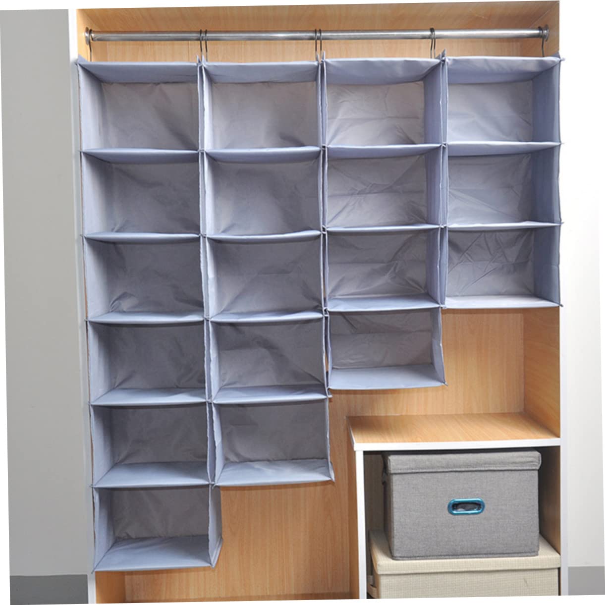 IMIKEYA Organizador de Ropa Colgante Multicapa de Poliéster, Gris, 4 Capas