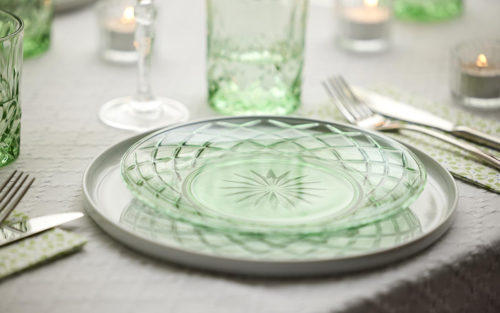 Lyngby Glas Sorrento Cam Tabak 4 Adet Çap:21 Cm Yeşil