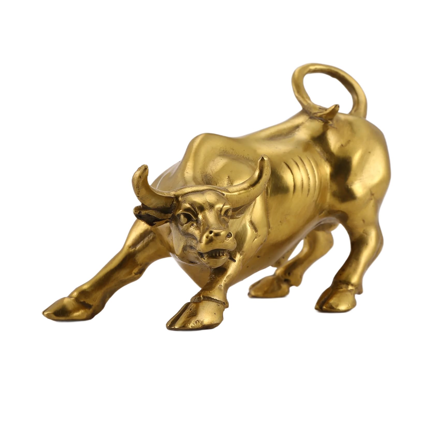 detee Feng Shui Fortune Brass Bull Statue, Sculpture Home Decoration Golden Copper Bull Represents Good Luck of Career