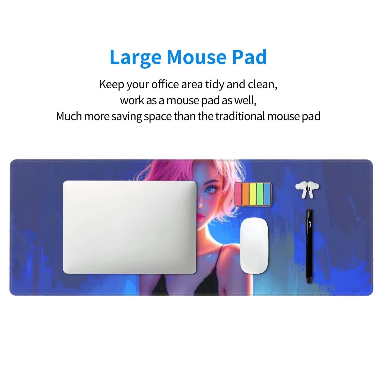 Tappetino Mouse, Tappetino Mouse Gaming Grande XXL 1500x800x3mm Tappetino Scrivania Mouse Pad, Base in Gomma Antiscivolo, Bordi Cuciti,Lavabile, Mousepad per Ufficio e Gaming (Ragazza sexy) R-694