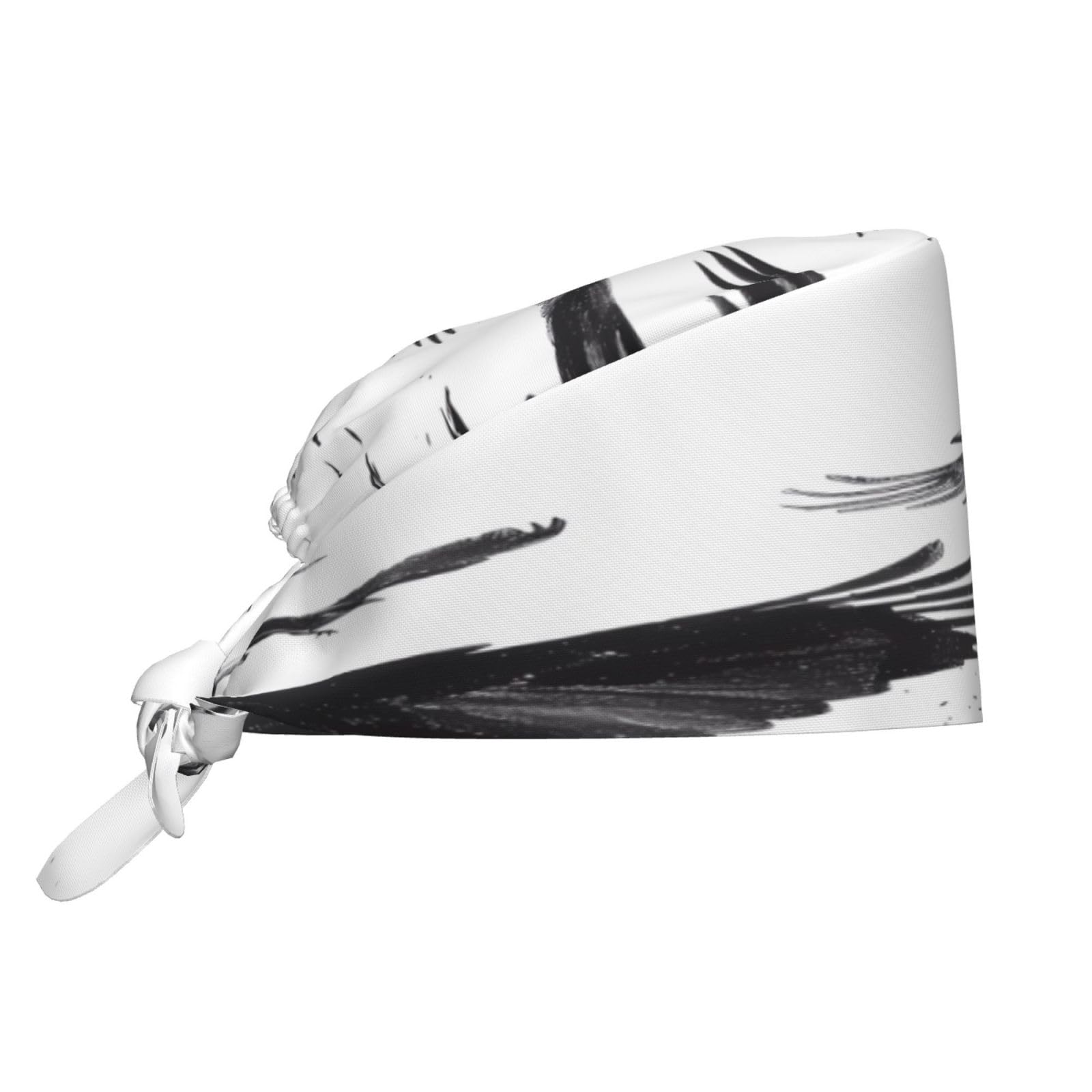 Kuilepa Monochrome Flying Ravens Print Working Caps With Sweatband Adjustable Working Hats Elastic Scrub Hats Nurse Scrub Cap Nurse Hats