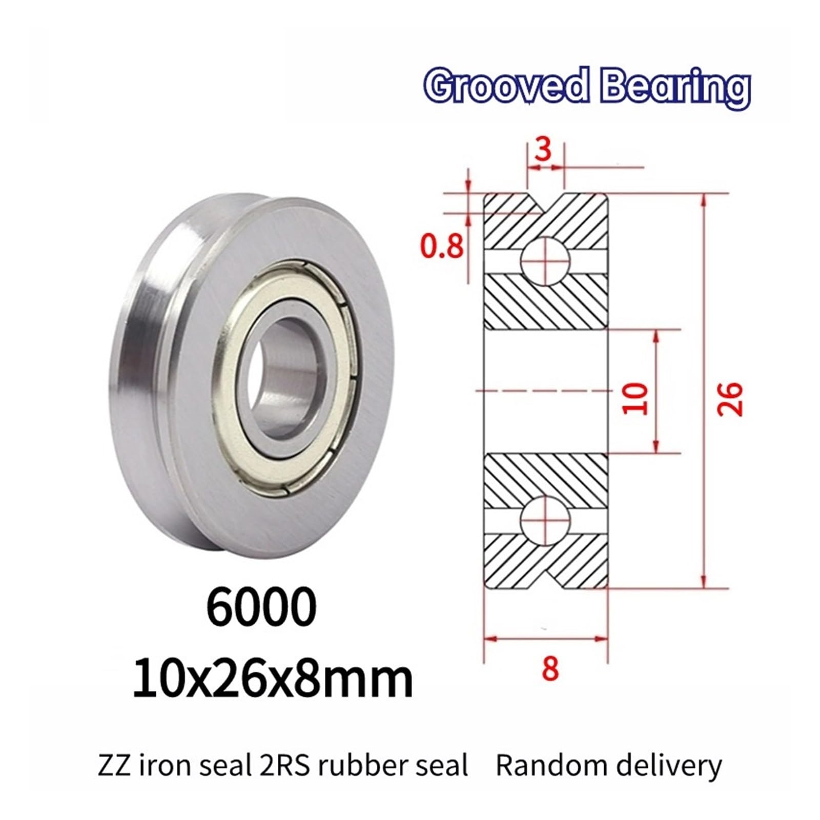 10 sztuk kierunkowe koło mieszające linia pasująca łożysko zwykłe V6000 10 x 26 x 8 mm koło pasowe V-Nut(V6000-3-0.8)