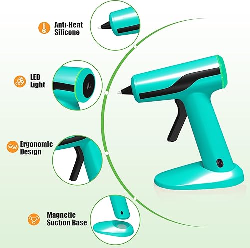 Miniatura 5 de MONVICT Pistola de pegamento caliente inalámbrica Smart Power-off, kit de mini pistola de pegamento con batería de 2.2 A, bolsa de almacenamiento,