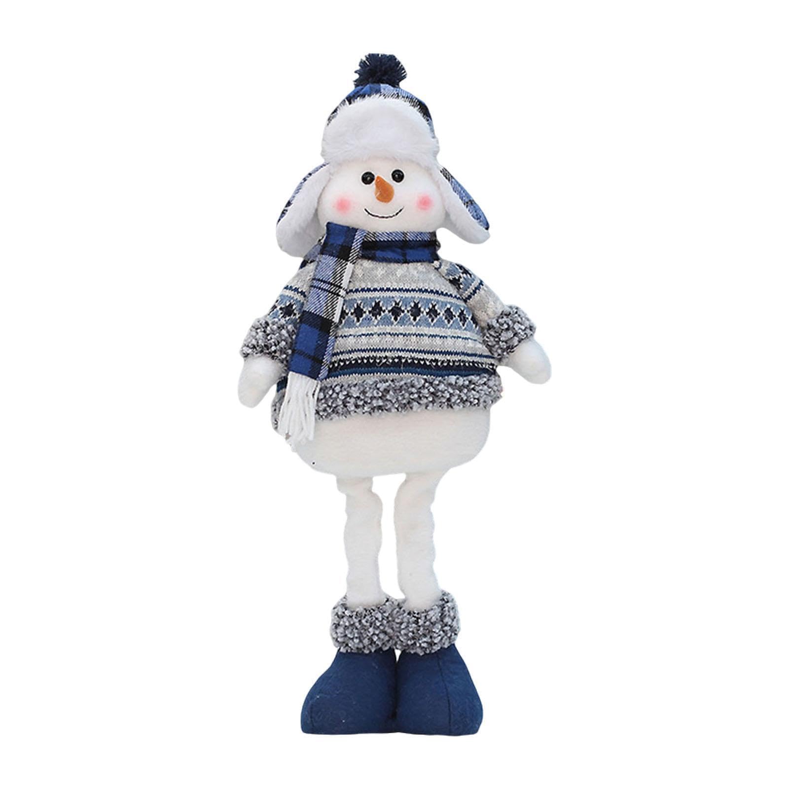 CYDZSRA Plush Snowman With Scarf Hat Ornament Joyous Christmas Figurine Telescopic Length Doll Bringing Celebration Spirit To Homes Stuffed Doll Toy for