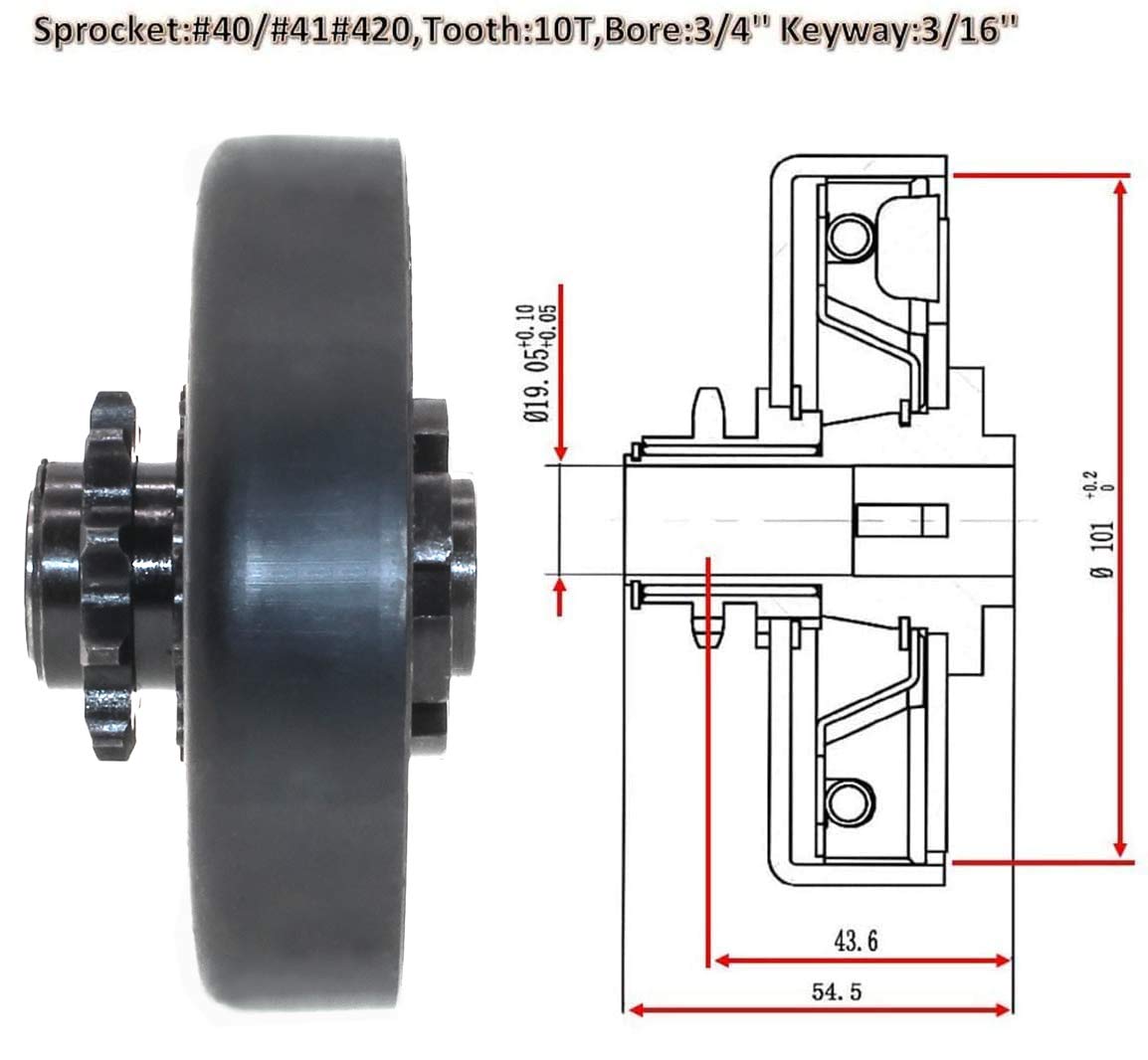 Frizione centrifuga Frizione Go kart Frizione Predator 212 Alesaggio 3/4" 10 denti con bullone Compatibile Predator 212cc 196CC GX160 GC160 Fino a 6,5 hp Motore