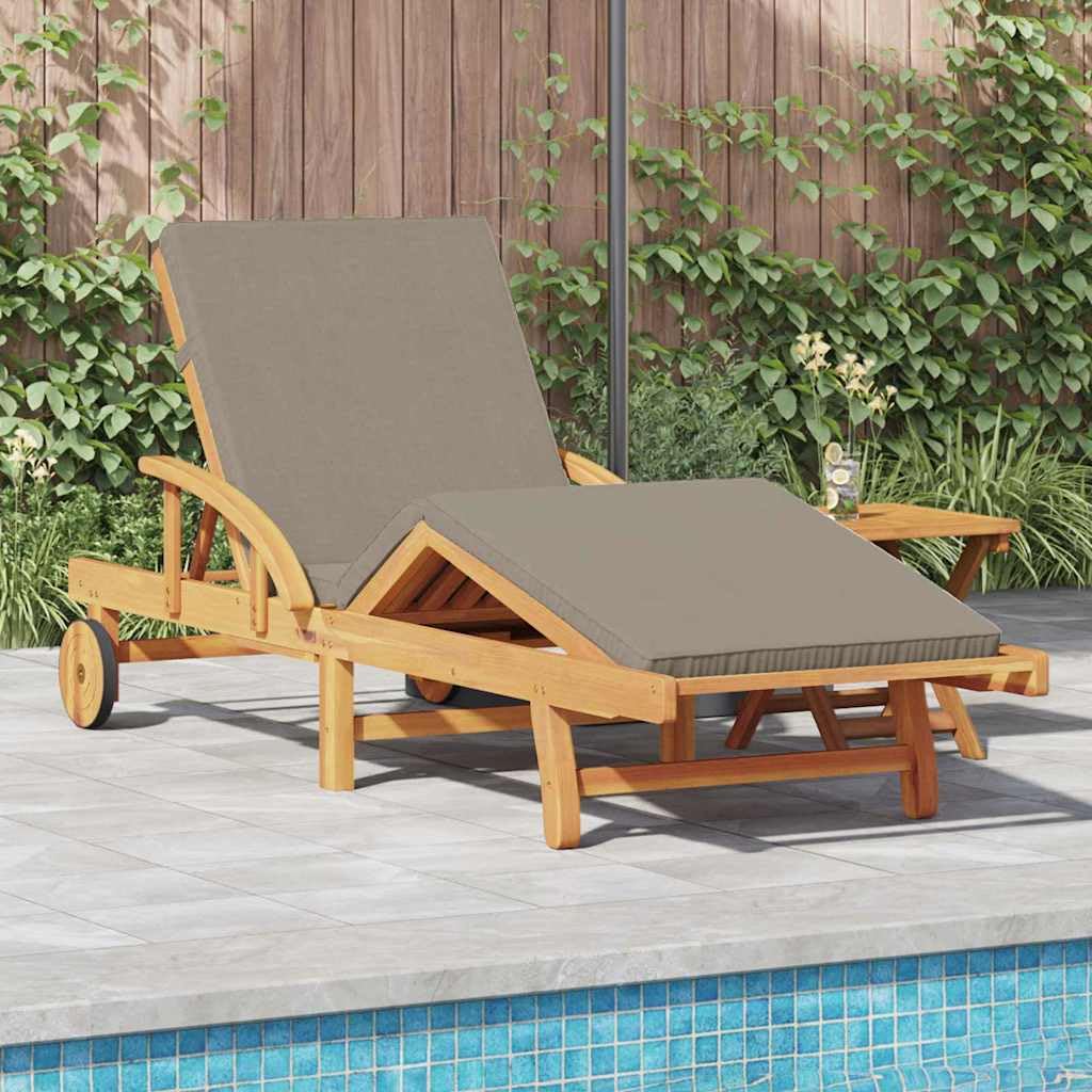 Chaise longue taupe 200x67x84 cm inclinable en bois de jardin et terrasse