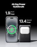 INIU for MagSafe Slimmest Power Bank, Original Qi2 Certified Wireless Fast Charging, 10000mAh 45W Portable Charger with USB C Cable & Stand, Flight Safe Magnetic Battery Pack for iPhone 17-12 Series