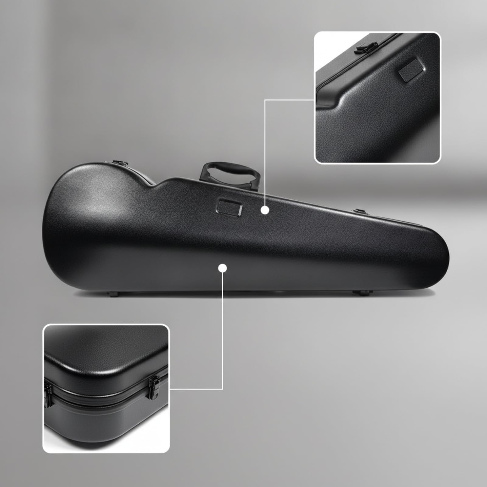 kowaku Estuche de Violín Estuche Rígido Funda de Violín Caja de Violín con Carcasa de Policarbonato y Interior Acolchado Diseño Triangular Ligero con Correa, Array, Azul Marino, 1/4