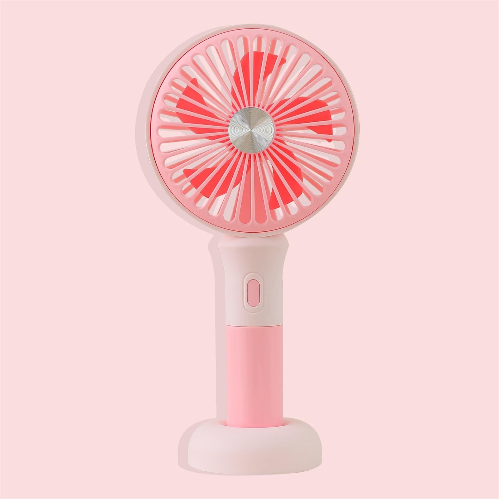 Mini ventilateur de bureau rose avec port de charge USB pour étudiant
