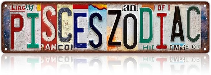 Vintage Pisces Street Sign Zodiac Wall Decor Metal Tin Signs for Bar Home Bedroom Garage