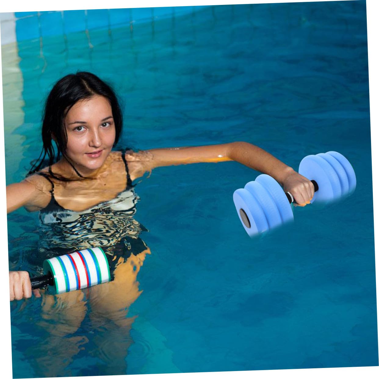 Hemobllo 2pezzi Manubri Galleggianti per Piscina Bilancieri in Schiuma Eva per Fitness Acquatico Pesi Galleggianti per Acquagym Nuoto e Allenamenti in Acqua