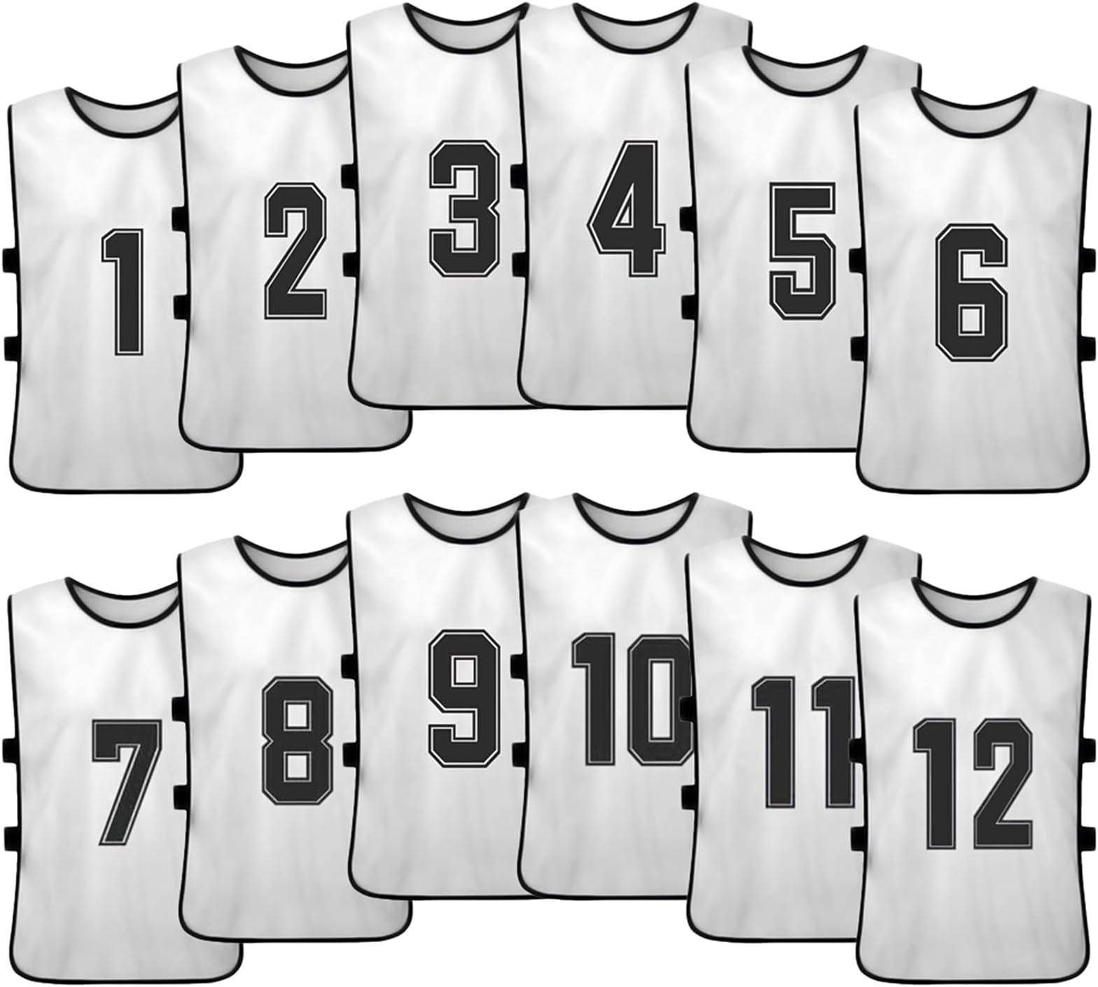 Vest, 12 PCS Adults Soccer Pinnies Quick Drying Football Team Jerseys Youth Sports Scrimmage Soccer Team Training Numbered Bibs Practice Sports Vest