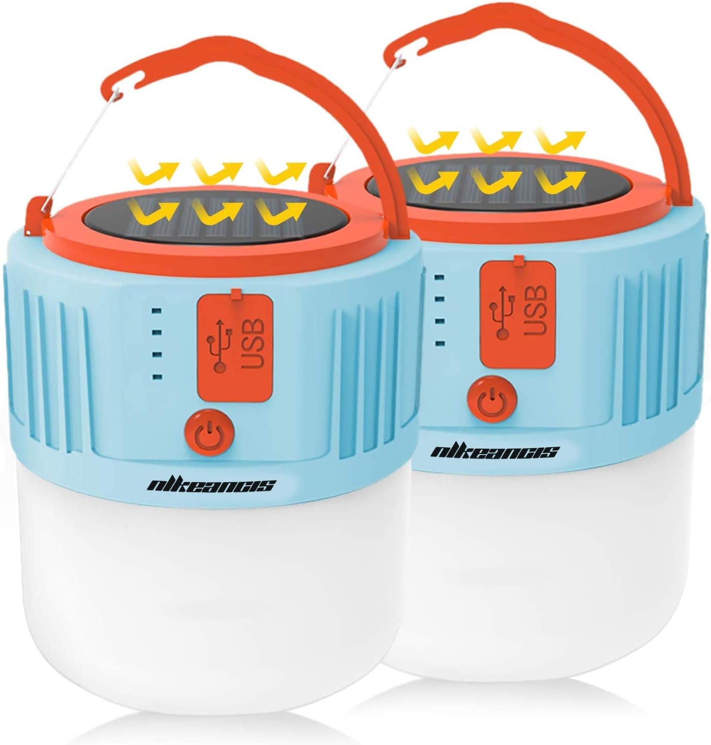 Solar LED Lantern, Camping Gear for Outside, USB Rechargeable Camping Light with Power, Waterproof, Survival Hanging Tent Light, Perfect for Hurricane Emergency, Hiking, Home(2 Pack)