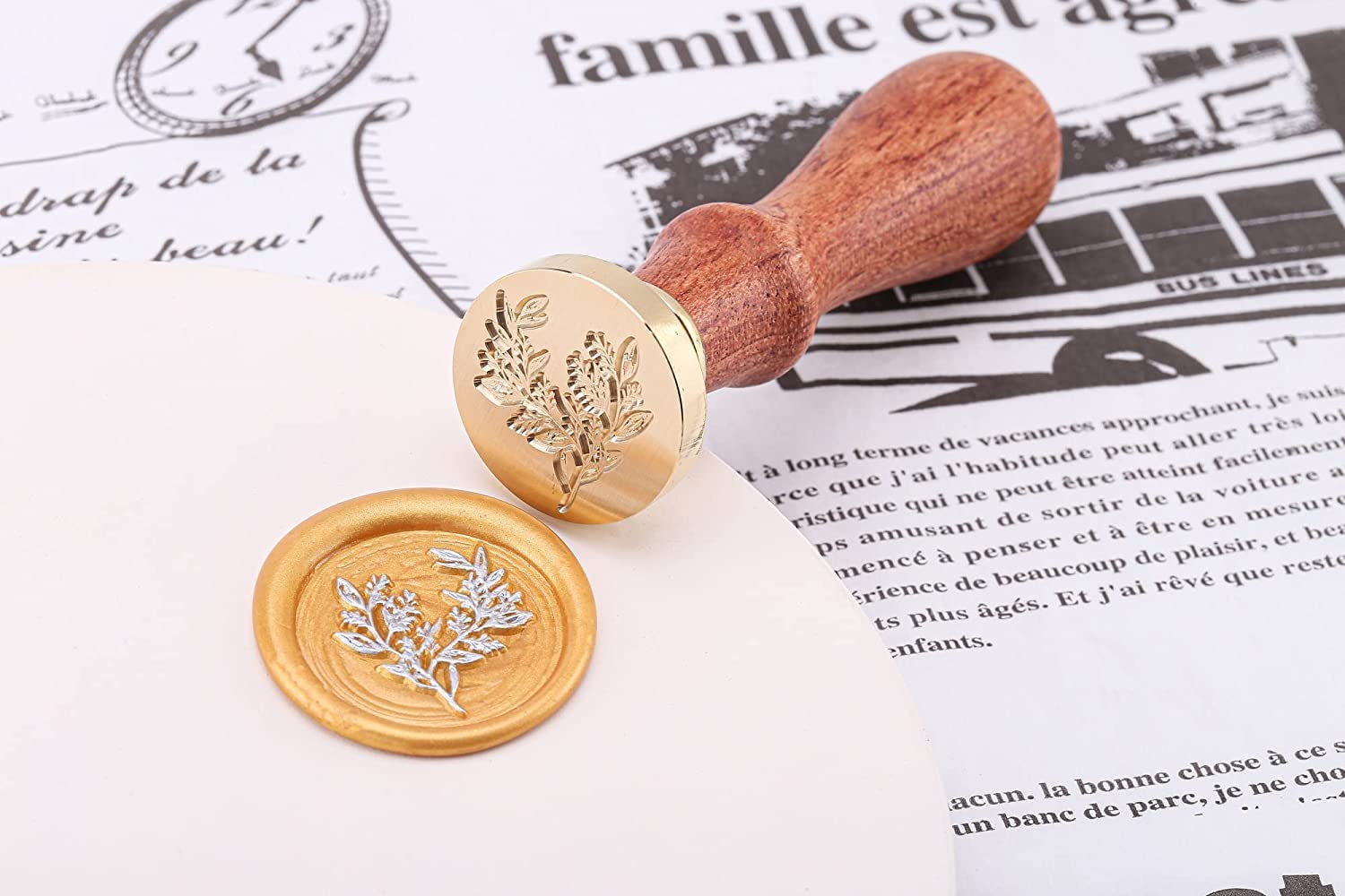 Botanical Series Vintage Wax Seal Stamp - Retro Classical Plant Copper Stamp With Fancy Pattern Eucalyptus Leaves