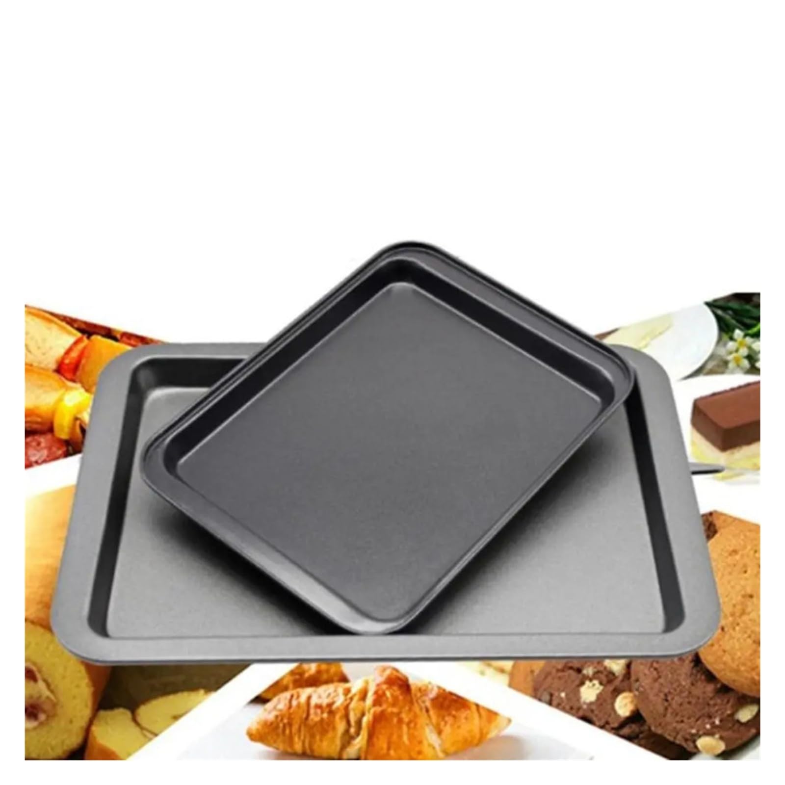 Bandeja for hornear rectangular Resistencia a altas temperaturas | Bandeja for hornear antiadherente de acero al carbono for hornear DIY for cocina(37.2-25.6cm)