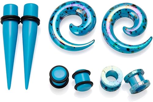 Miniatura 2 de JDXN 64 piezas de dilatadores acrílicos en espiral para túneles y tapones 14G-00G, kit de estiramiento de oreja