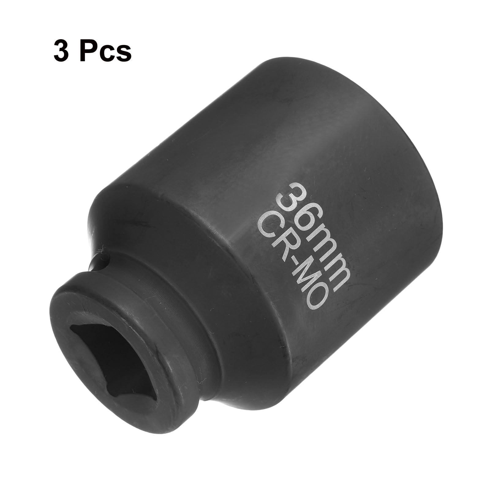 sourcing map 3 llaves de vaso cuadradas de 4 puntos de 3/4 pulgadas de 36 mm métricas cuadradas de impacto CR-MO ennegrecimiento estándar de manga neumática para reparación de automóviles