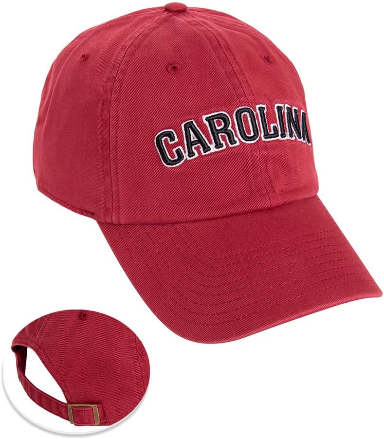 Desert Cactus University of South Carolina Baseball Hat Gamecocks USC Brimmed Embroidered Hats Cap Adjustable Cloth Strap Adult (Style C1) Red
