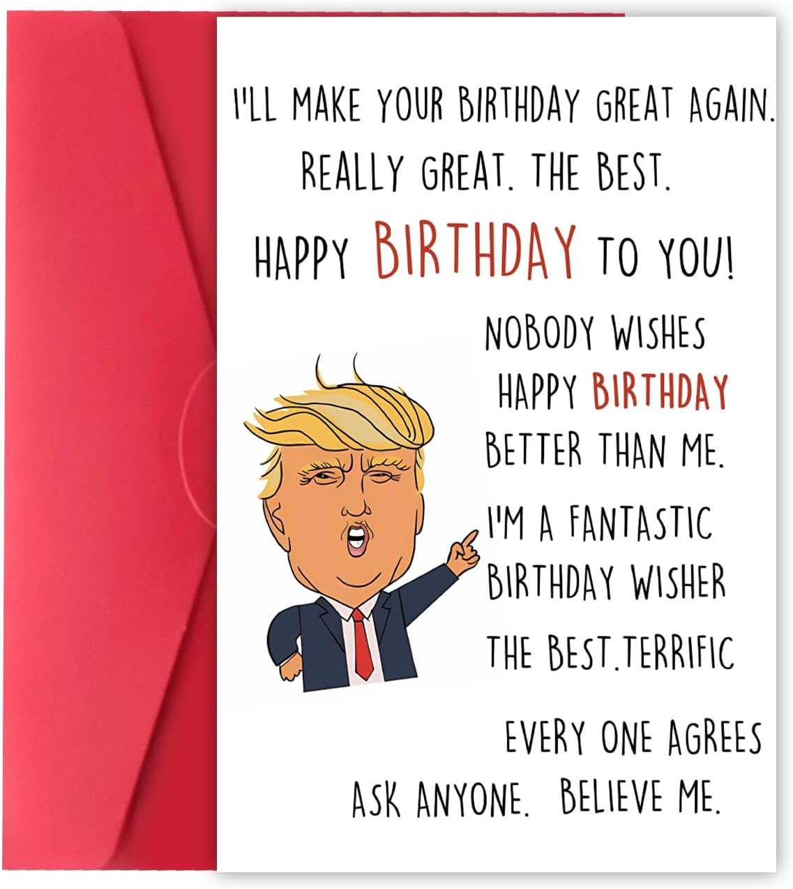 XXDJLP Hilarious Trump Birthday Card Gifts for Boyfriend Girlfriend, Funny Donald Trump Birthday Cards for Brother Sister, Joke Trump Theme Greeting Card for Men Women