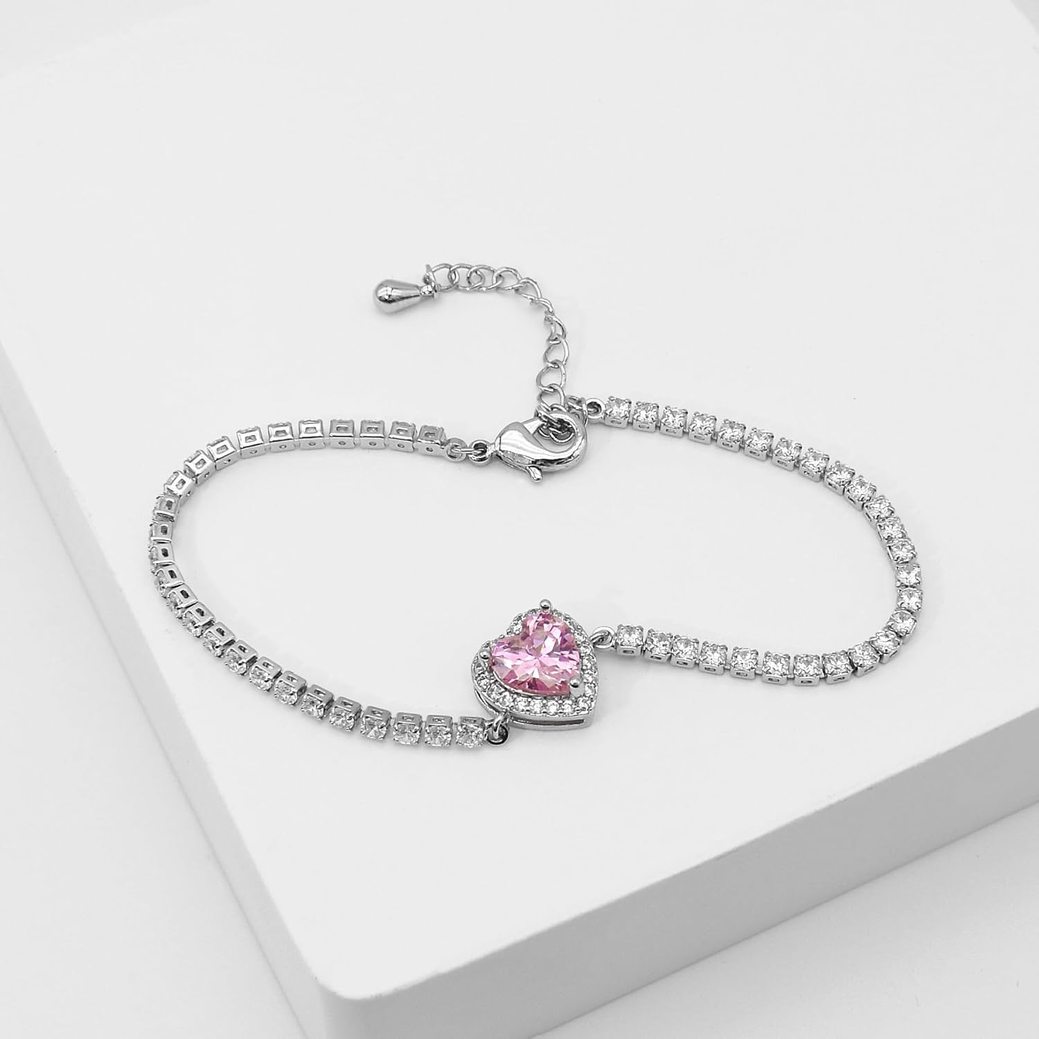 UDYLGOON Valentines Day Gift Cubic Zirconia LOVE Heart Jewelry Set Earrings Necklace Bracelet Set for Women Wedding Party Anniversary Birthday - Image 7