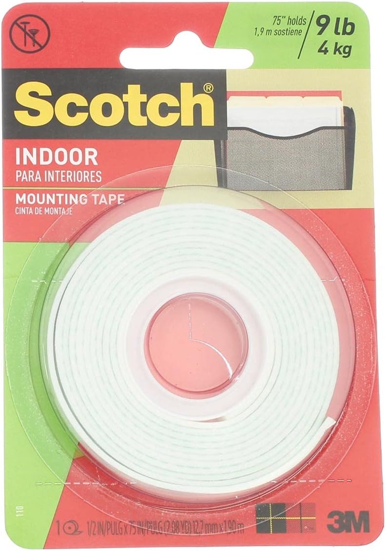 3M Scotch Indoor Mounting Tape .5 x 75 inch Pack of 10