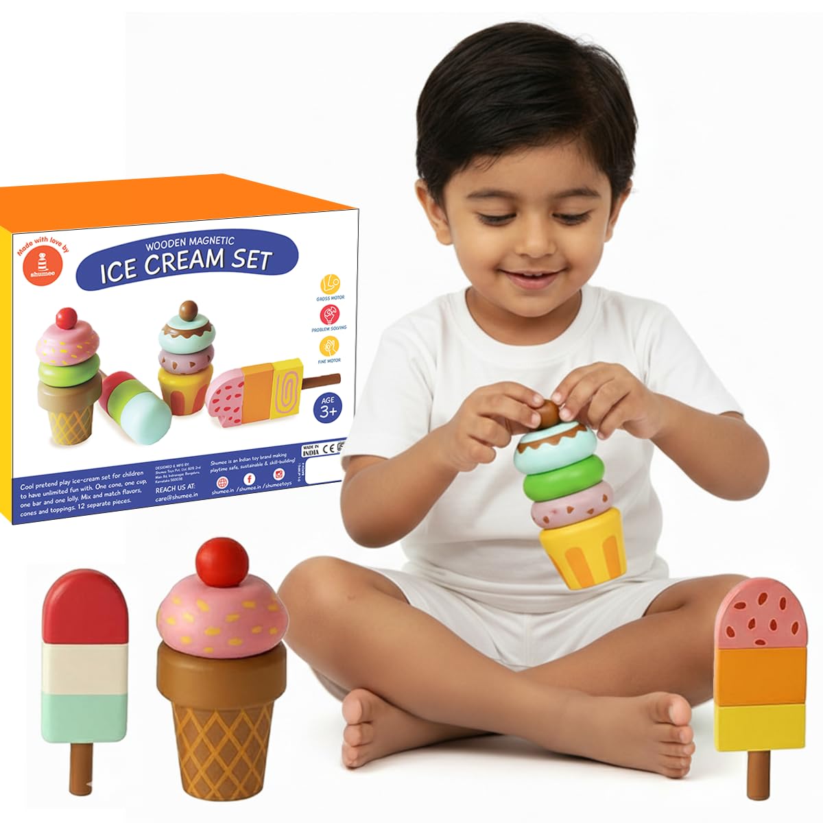 Buy Shumee Wooden Ice Cream Magnetic Toy Set | (3 Years+)