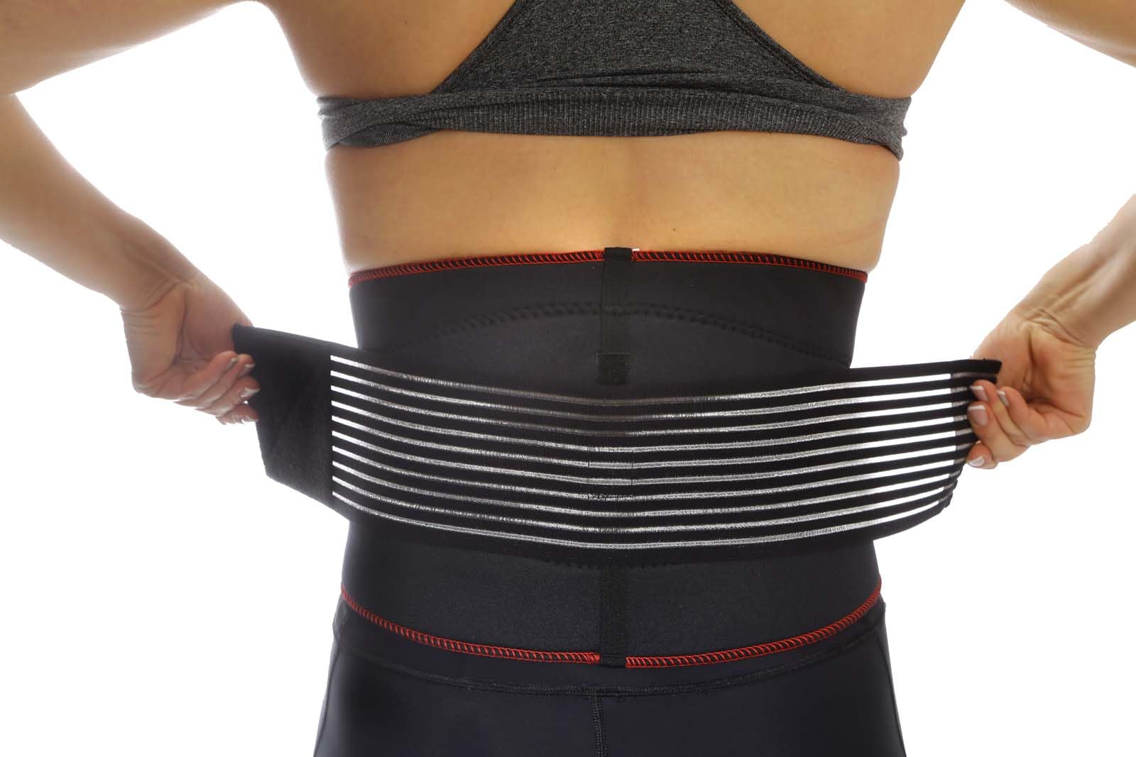 TSM Sportbandage Rückenbandage Pro mit Noppen und Stabilisationsgurt, Schwarz, XXL, 5149