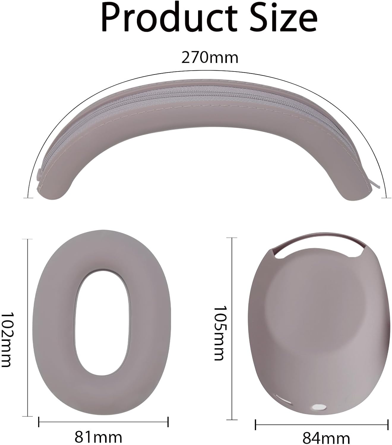 Adhiper 3-in-1 Silicone Case Sweat Covers for Sony WH-1000XM6 Headphones Accessories, XM6 Cover Silicone Ear Pads Covers & Headband Cover & Ear Cups Protector, Washable & Sweatproof - Smoky Pink - Image 6