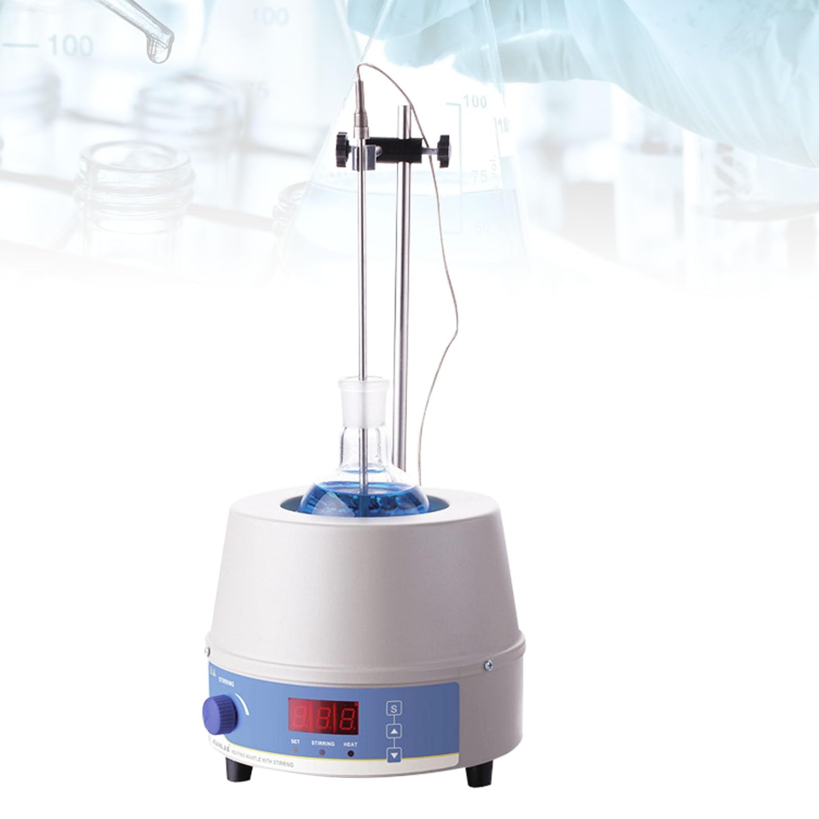 Manta Calefactora Digital con Agitación Magnética, 300℃ 500ml | Manto Calefactor Electrotérmico Electromantles Pantalla Digital y Control Temperatura, para Agitación Calentamiento Líquidos