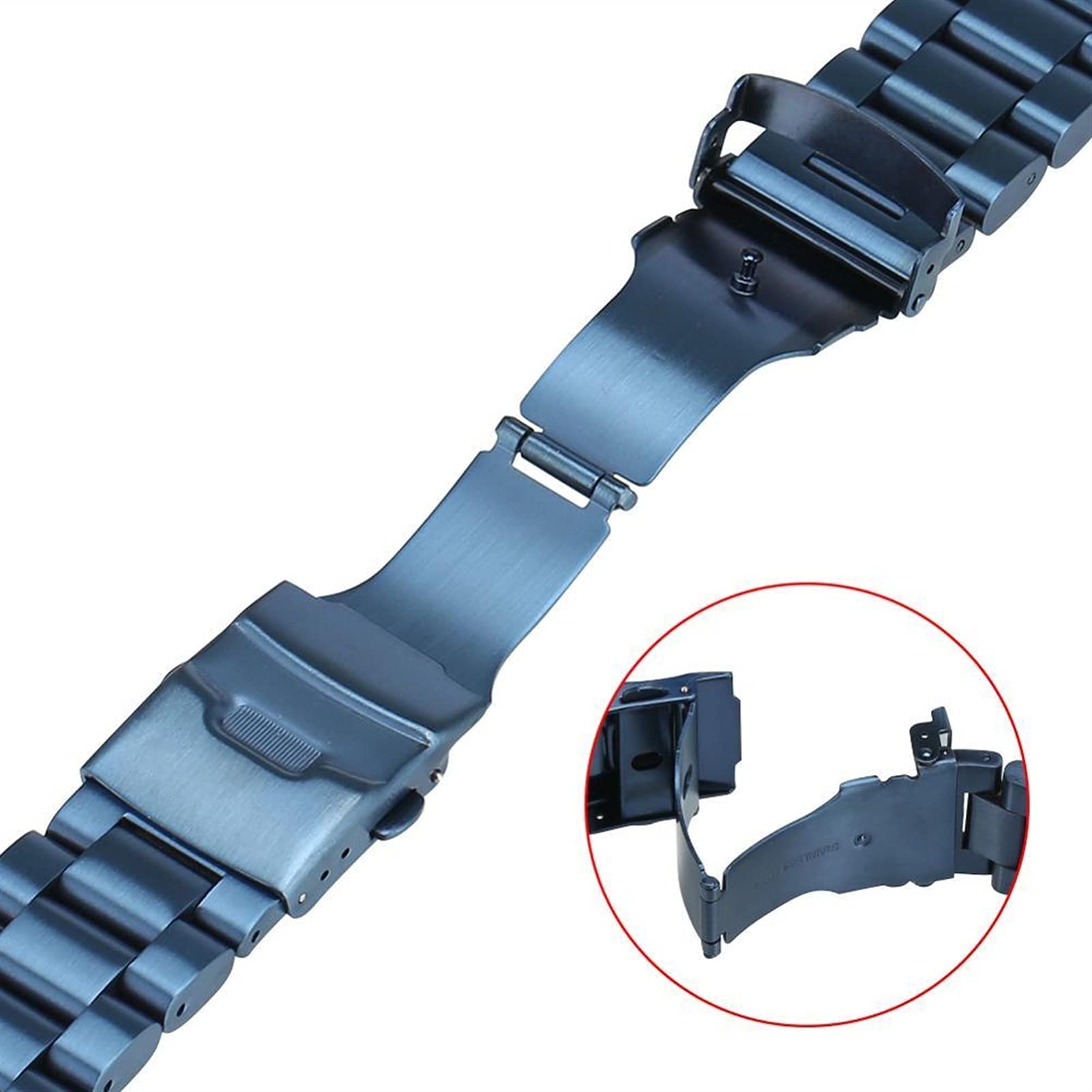 Uhrenarmband, massives Edelstahlarmband, 22 mm, 24 mm, 26 mm, Faltschließe, blaues Ersatzarmband für Herren, Zubehör / 26 mm/blau