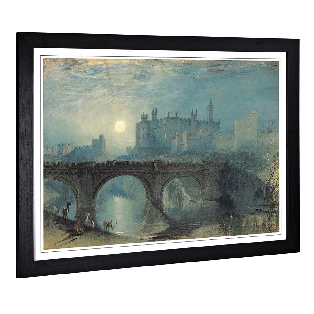 Big Box Art Framed Print of J.M.W (Joseph Mallord William Turner) Alnwick Castle Design | Wall Art Picture| Home Decor for Living Room, Bedroom, Office, Black, A2 / 24.5x18 Inch / 62x45cm