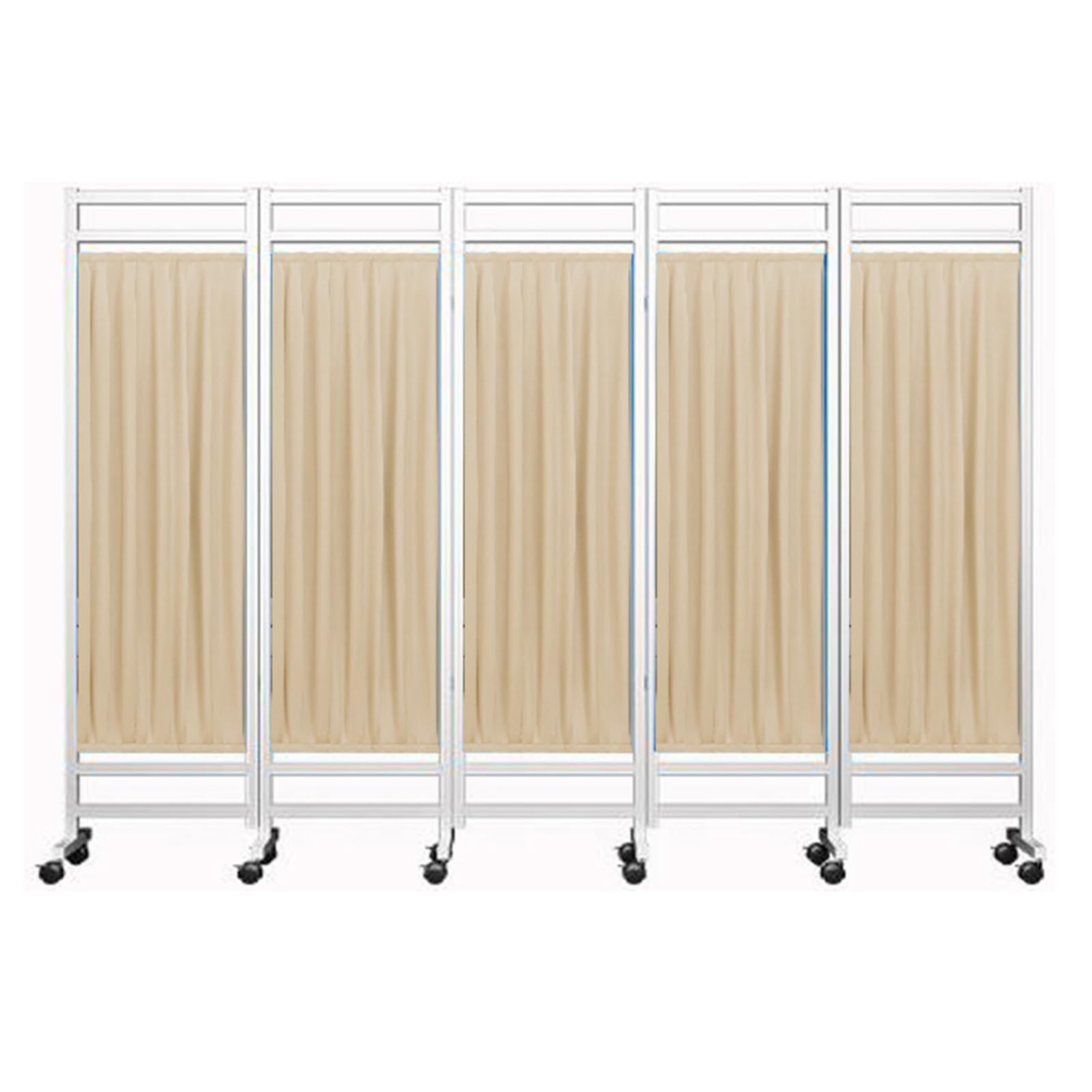 Medical Privacy Screen,3-8 Panels Folding Room Seperating Divider,6Ft High Standing Door Partition with Wheels for Ward/Clinic/Patient/Exam/Offices(Yellow,5-Panel)