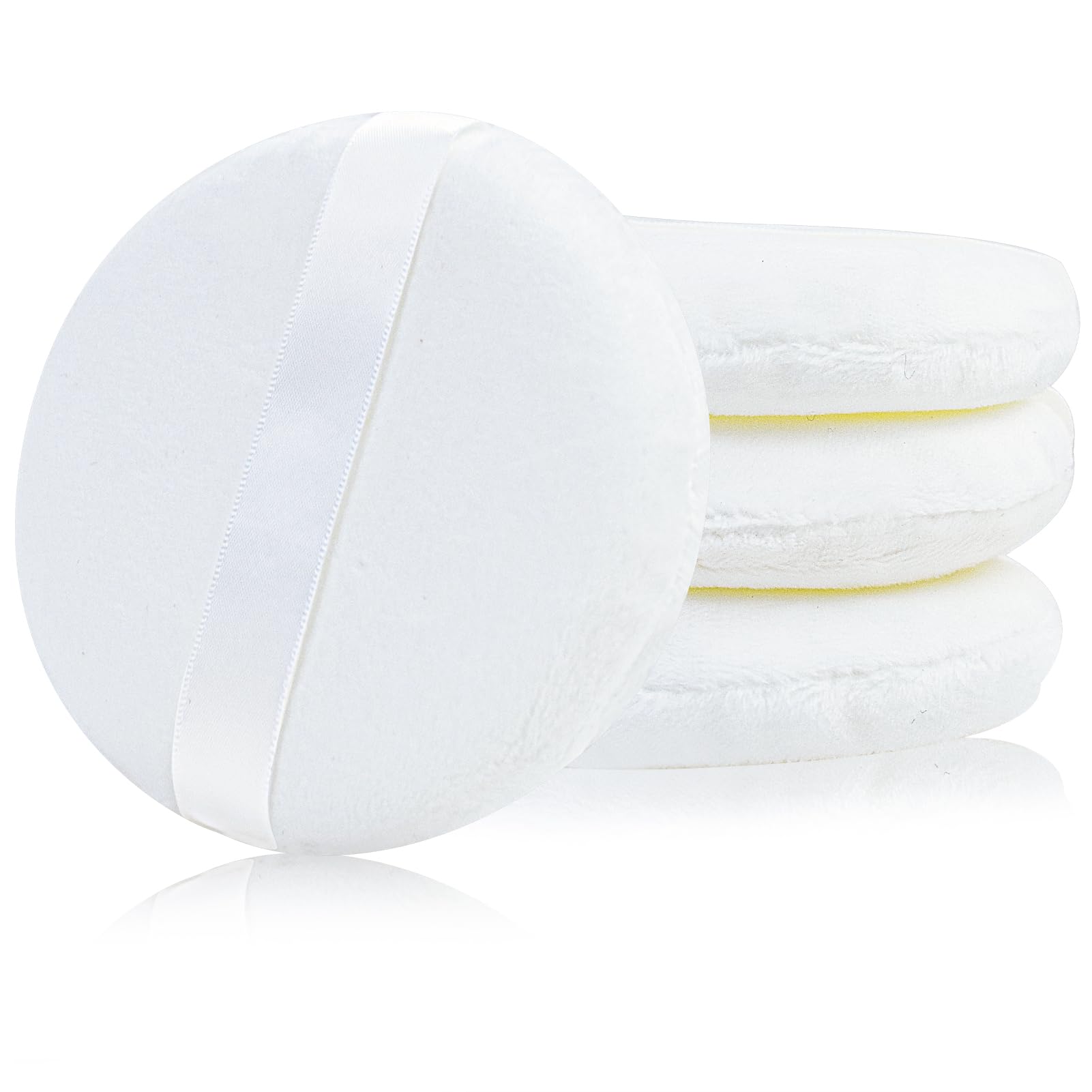 4 Pack Extra Large Body Powder Puff, Soft Cotton Powder Puffs 4.13 Inch Dusting Powder Puff Washable Round Powder Puffs for Woman Baby Body Face Loose Dusting Powder