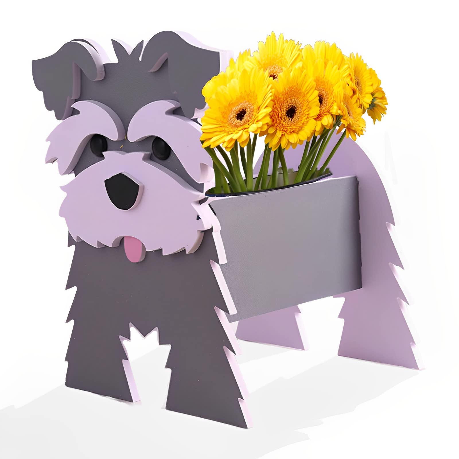 strolfay Gray Schnauzer Dog Planter, Flower Pot Gifts for Women — image 1