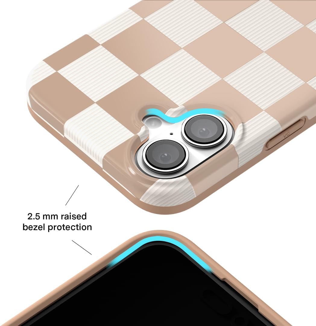 VELVET CAVIAR Crossbody Phone Strap + iPhone 16 Case (Bundle - Nude Checkered)