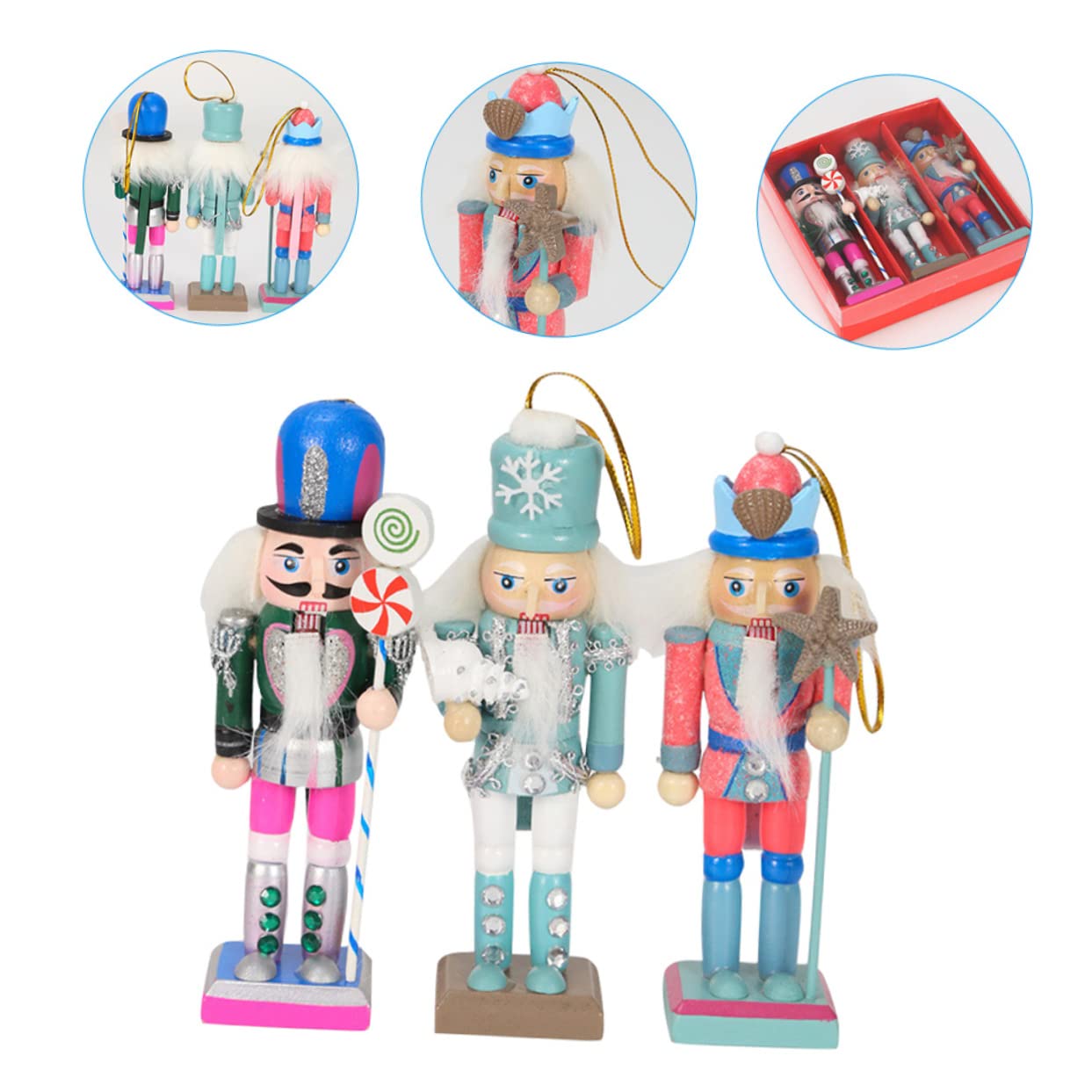 Zerodeko 3 Ensembles Marionnettes Casse-Noisette Craquelins Aux Crevettes Casse-Noix pour Toutes Les Noix Outil De Casse-Noix Roi Soldat Casse-Noisette Coquillage Porte Bois 3 Pièces * 3