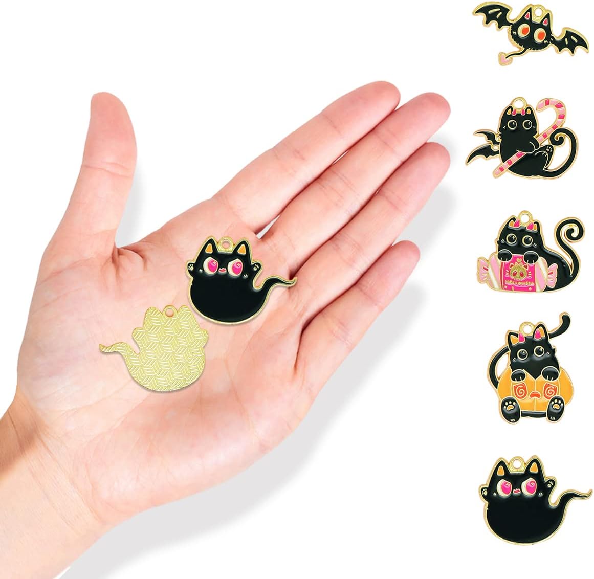 Halloween Cat Charms, Cat Charm Enamel, Cute Charms for Jewelry Making Earring Necklace Bracelet Pendants Crafts - Image 2