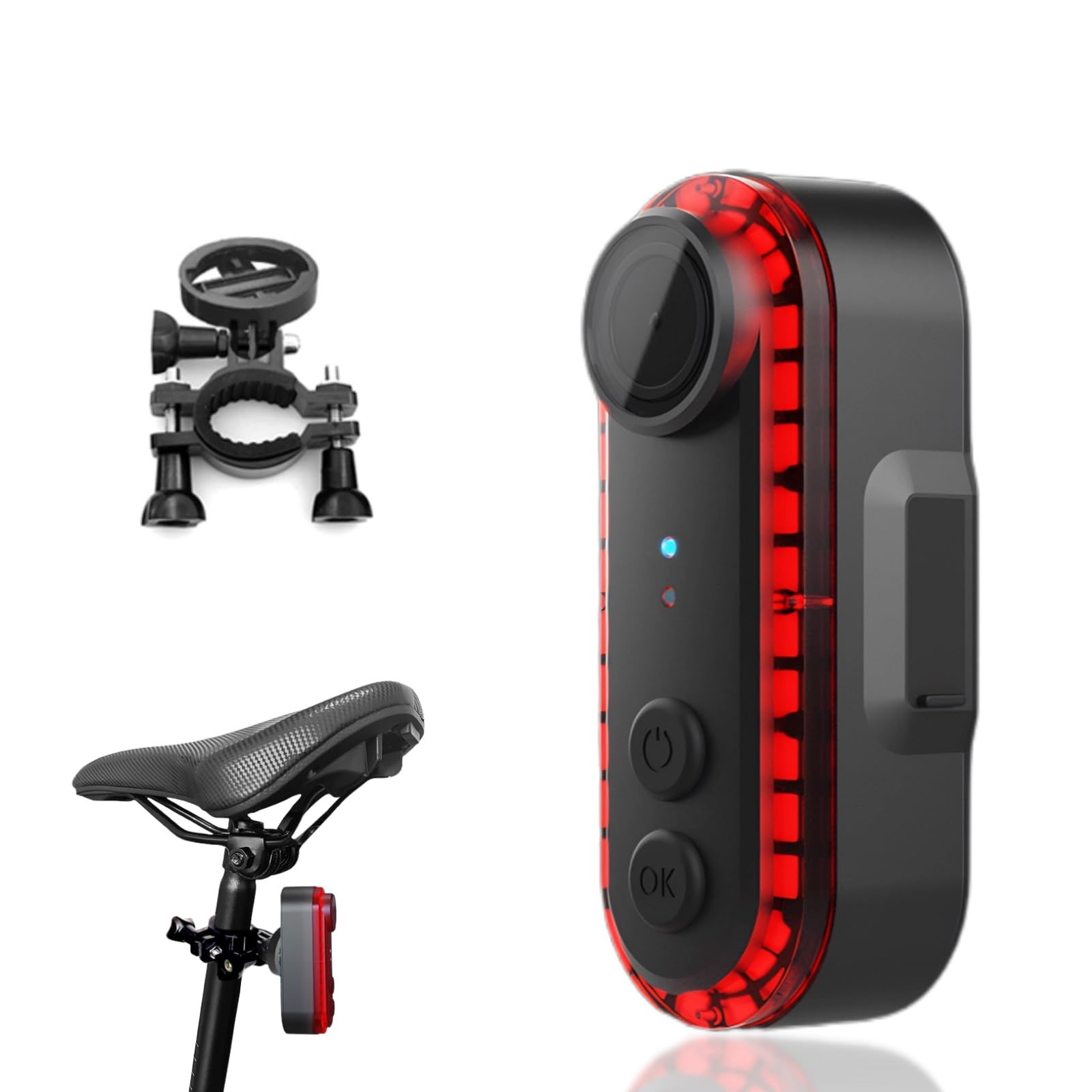 Wisoqu Rear View Camera, DV Camera Taillight, 1080P 150° | Rechargeable | 3500mAh Battery Up to 8 Hour Runtime | IPX6 Waterproof Safety Rear Light