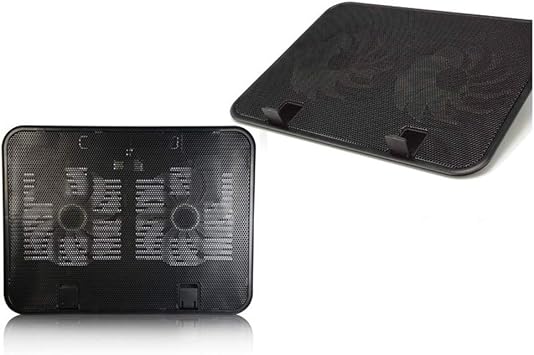 14inch Notebook Cooler 5v Dual Fan USB External Laptop Cooling Pad Slim Stand High Speed Silent Metal Panel Fan, Black